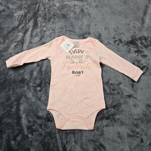 Up Baby Bunny Graphic Bodysuit 9–12 Months Pink Long Sleeve NWT